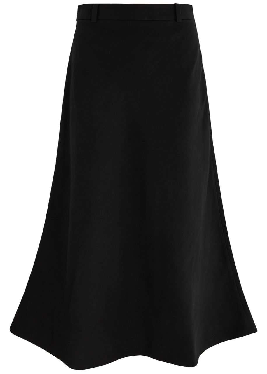 Skall Studio Emina Linen-blend Midi Skirt - Black - 34 (UK6 / XS)