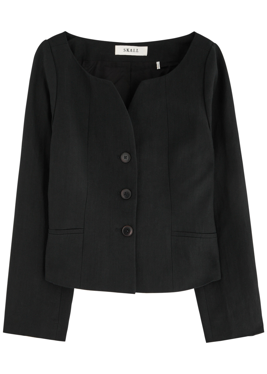 Skall Studio Athena Linen-blend Blazer In Black