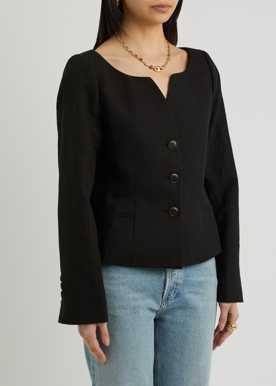 Skall Studio Athena Linen-blend Blazer In Black