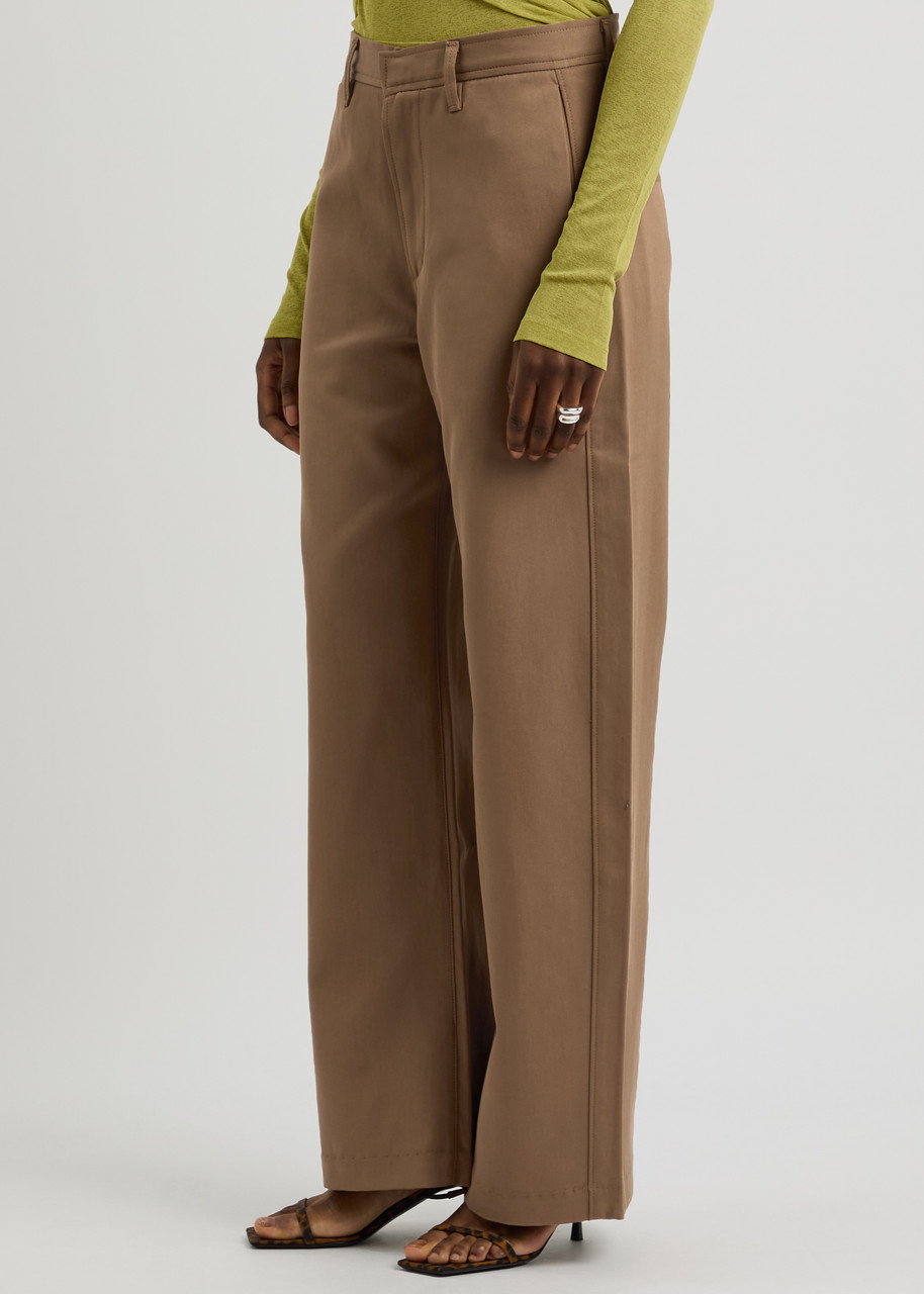 Citizen Of Humanity Citizens Of Humanity Ayla Wide-leg Cotton Trousers In Brown
