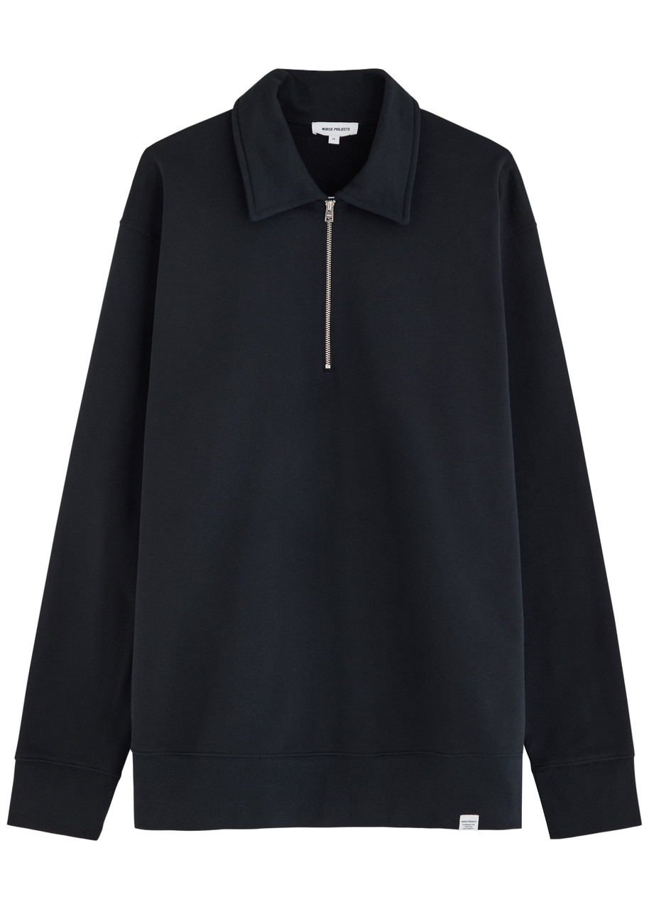 Norse Projects Ketel Half-zip Cotton Sweatshirt In Navy