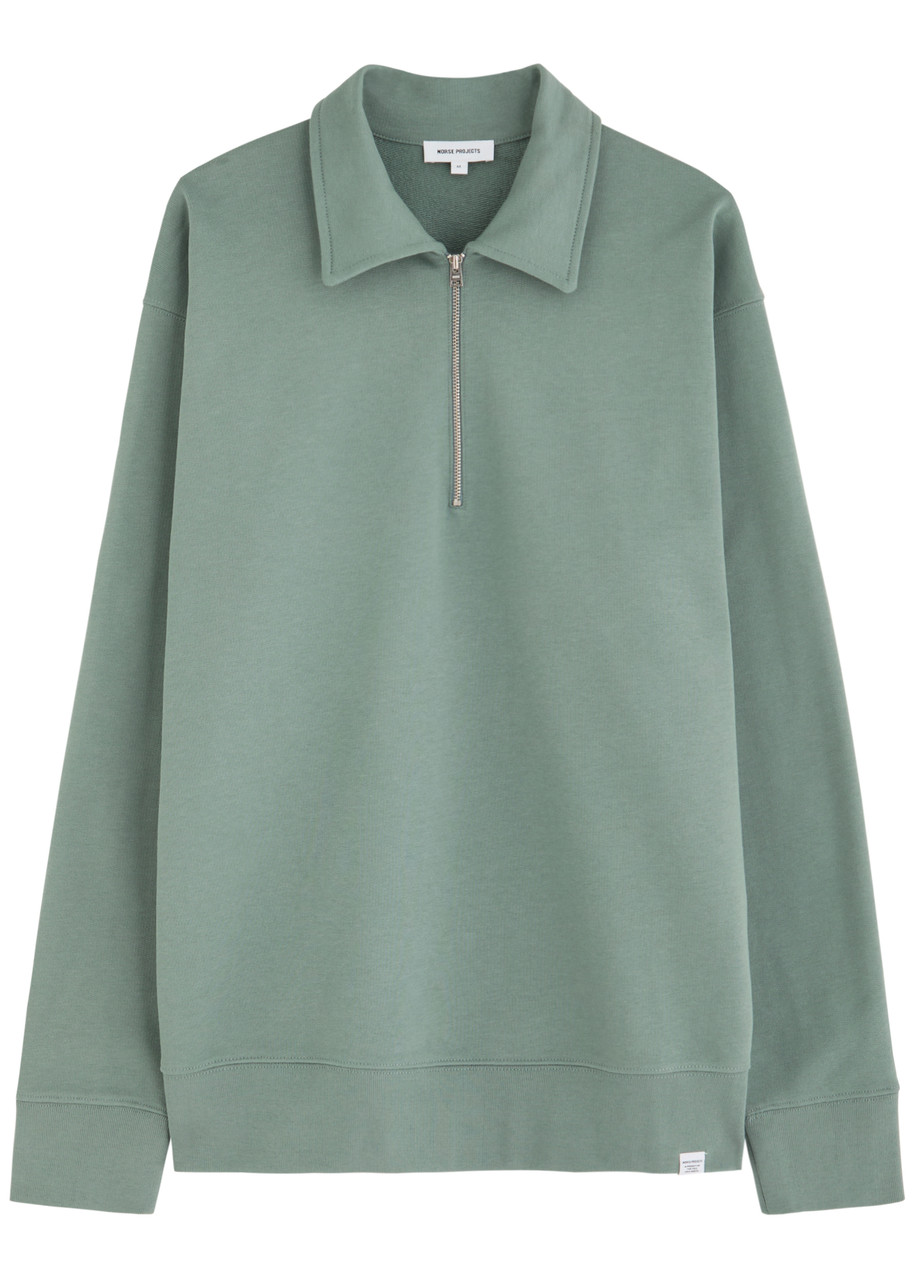 Norse Projects Ketel Half-zip Cotton Sweatshirt In Blue