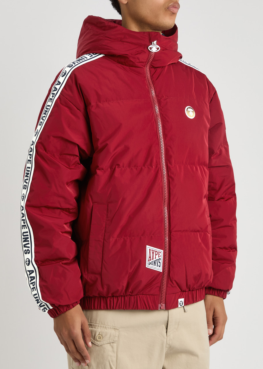Aape Hooded Quilted Shell Jacket In Maroon