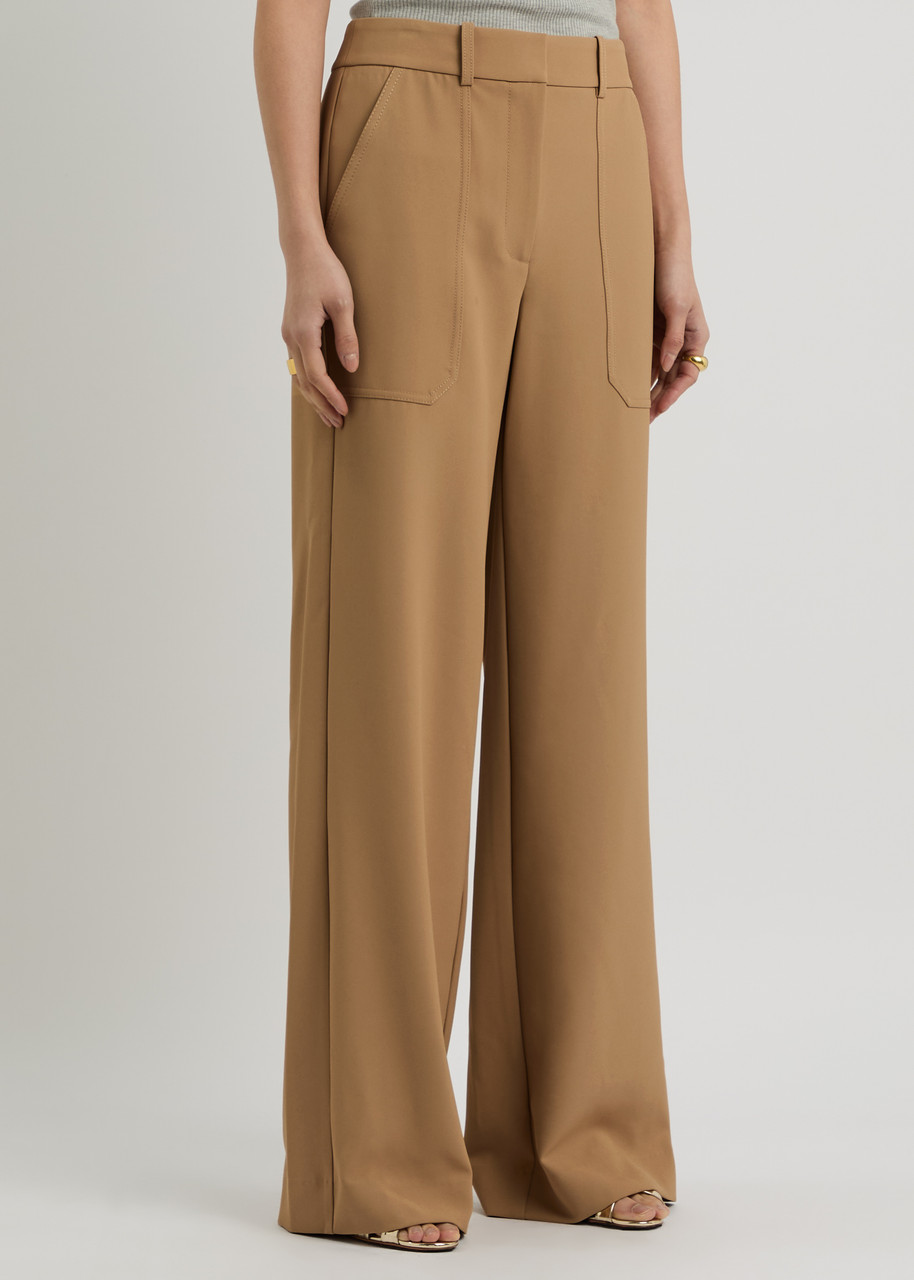 Veronica Beard Cole Straight-leg Twill Trousers In Khaki