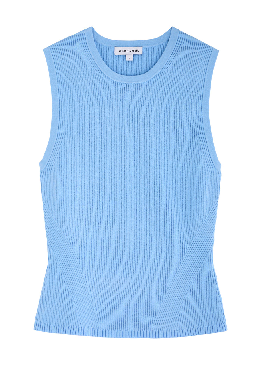 Veronica Beard Sid Ribbed-knit Tank In Blue