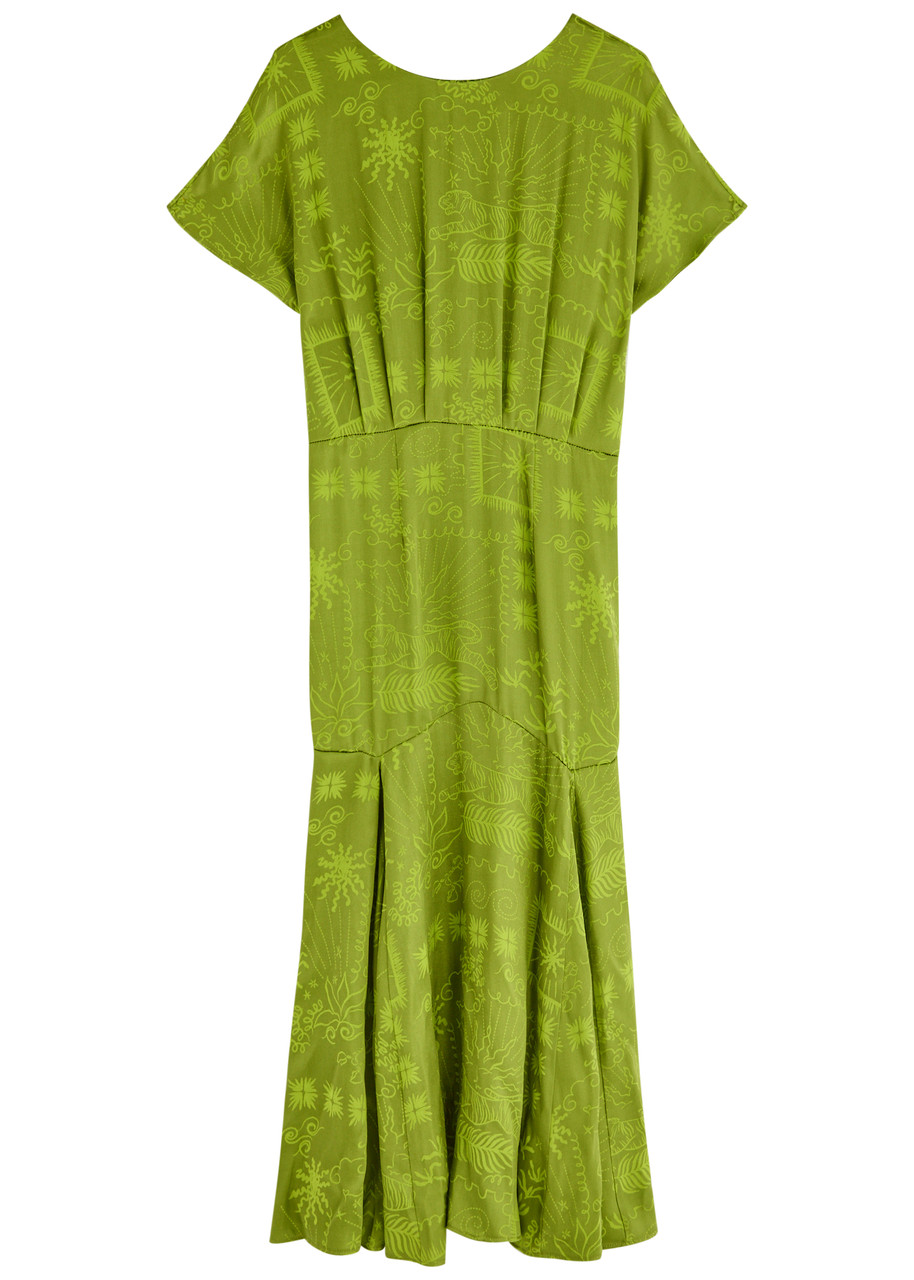Never Fully Dressed Erin Jacquard Satin Midi Dress - Green - 18 (UK18 / Xxl)