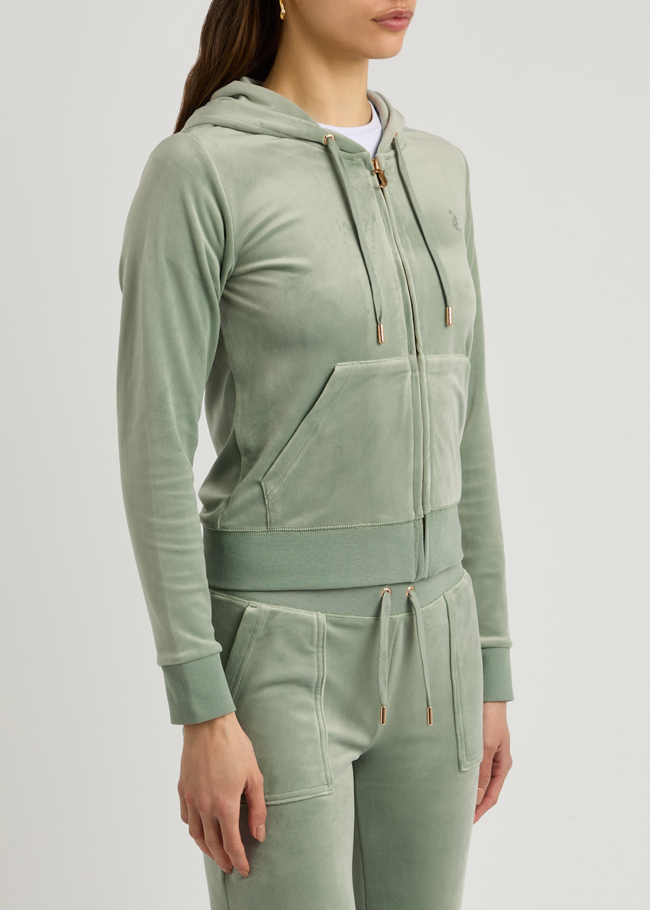 Juicy Couture Robertson Hooded Velour Sweatshirt In Green