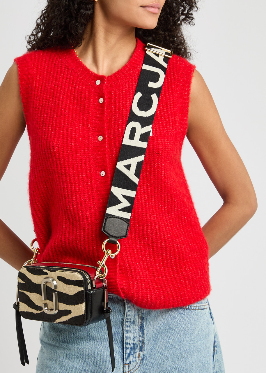 Marc Jacobs The Strap Logo Canvas Bag Strap In Black And White