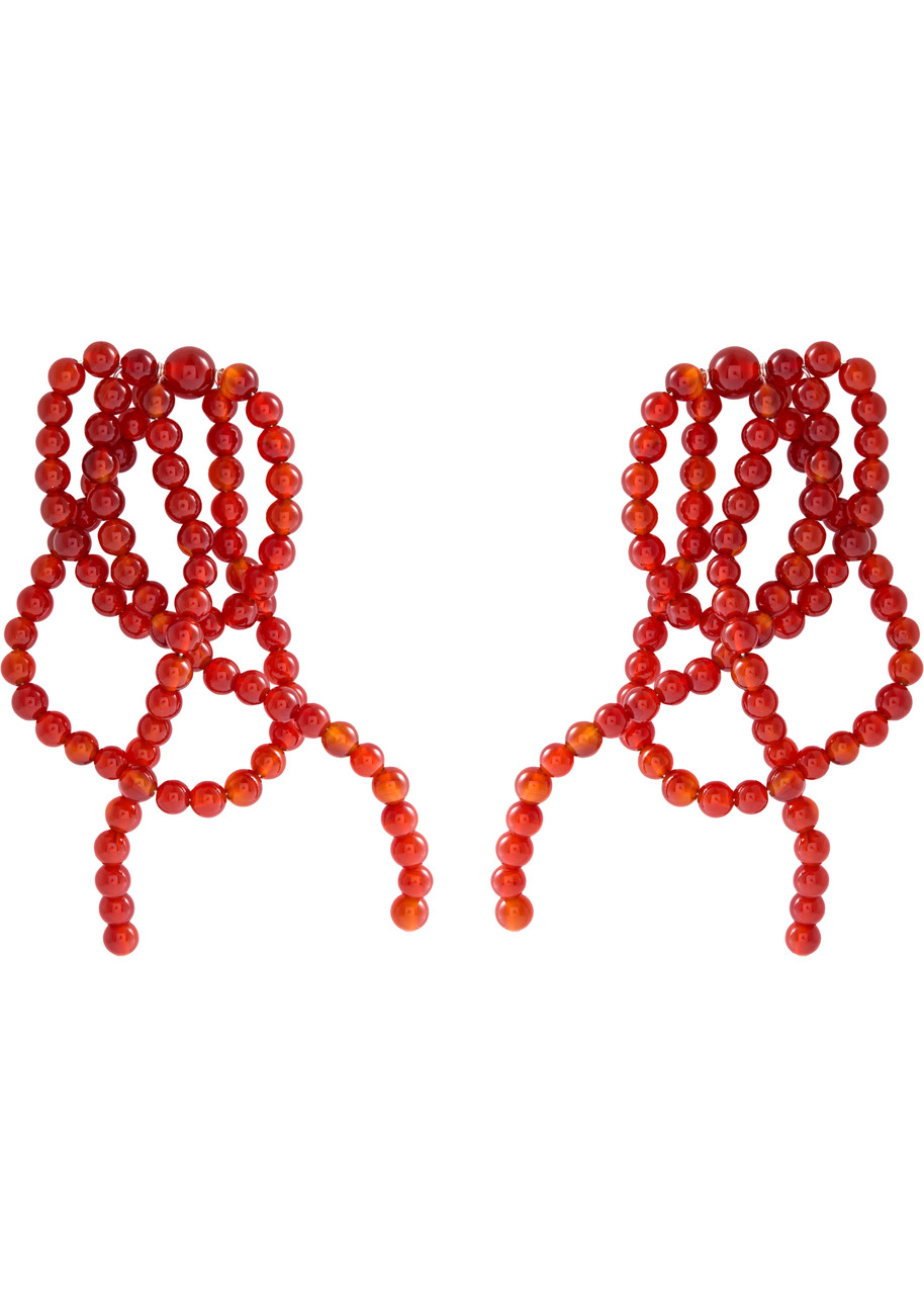 Completedworks Beaded Agate Silver-plated Drop Earrings - Red - One Size