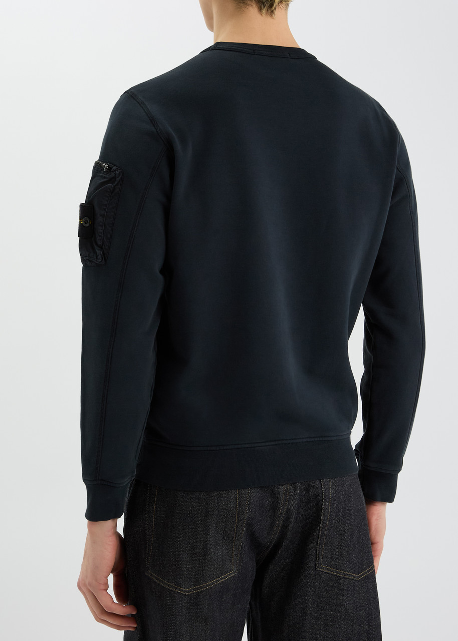  Stone Island Logo Cotton Sweatshirt - Navy - L 