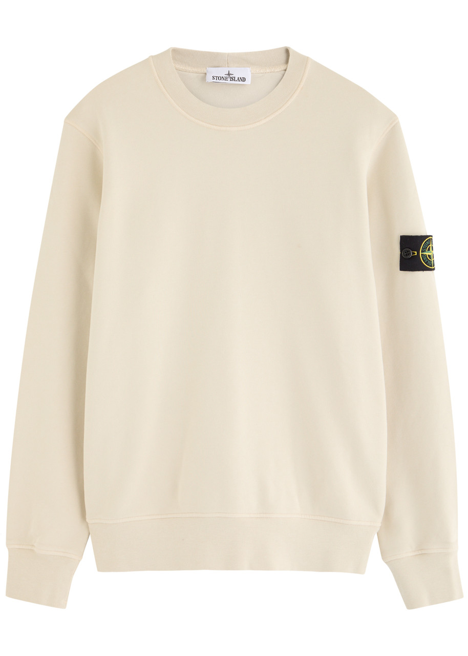 Stone Island Logo Cotton Sweatshirt In Neutral