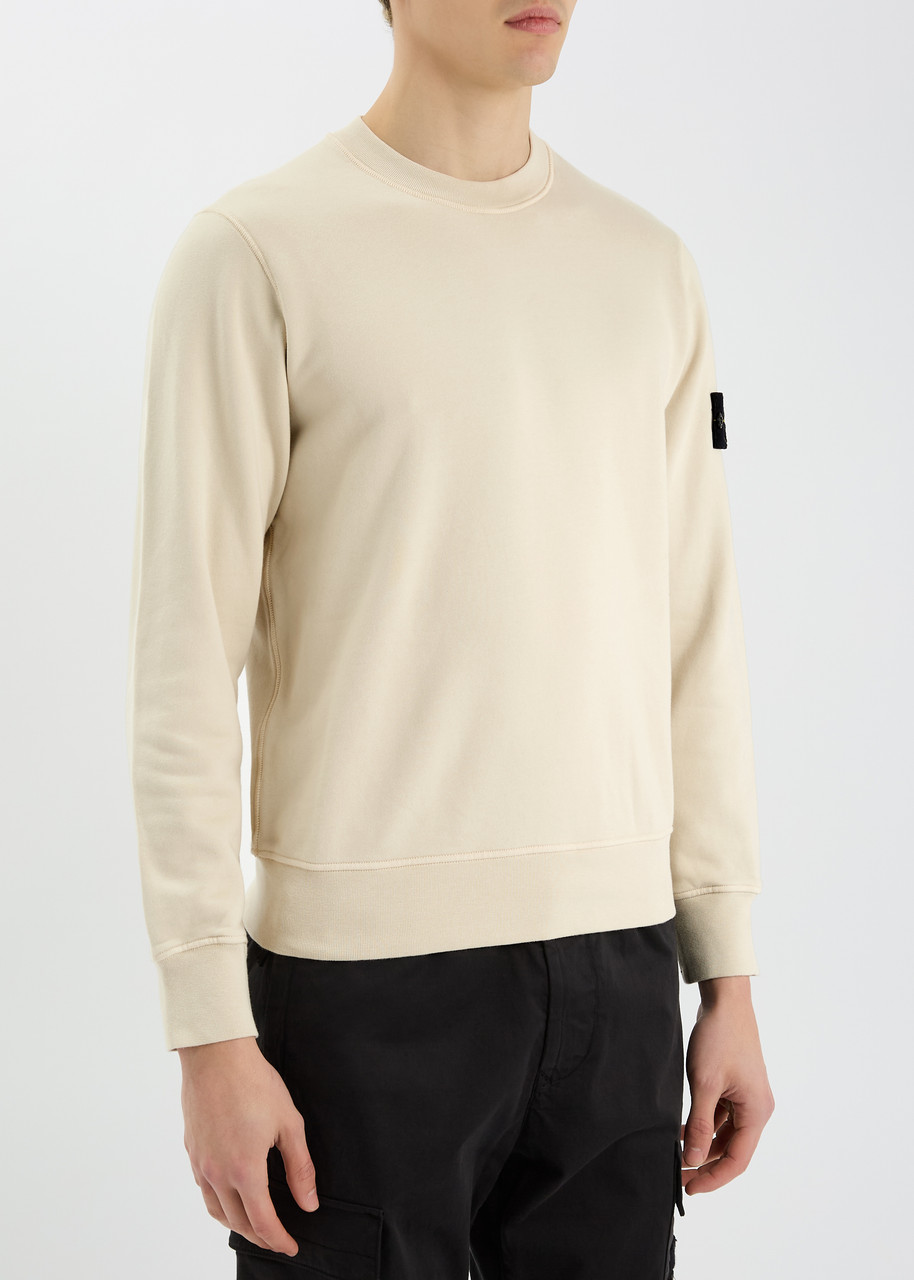 Stone Island Logo Cotton Sweatshirt In Neutral