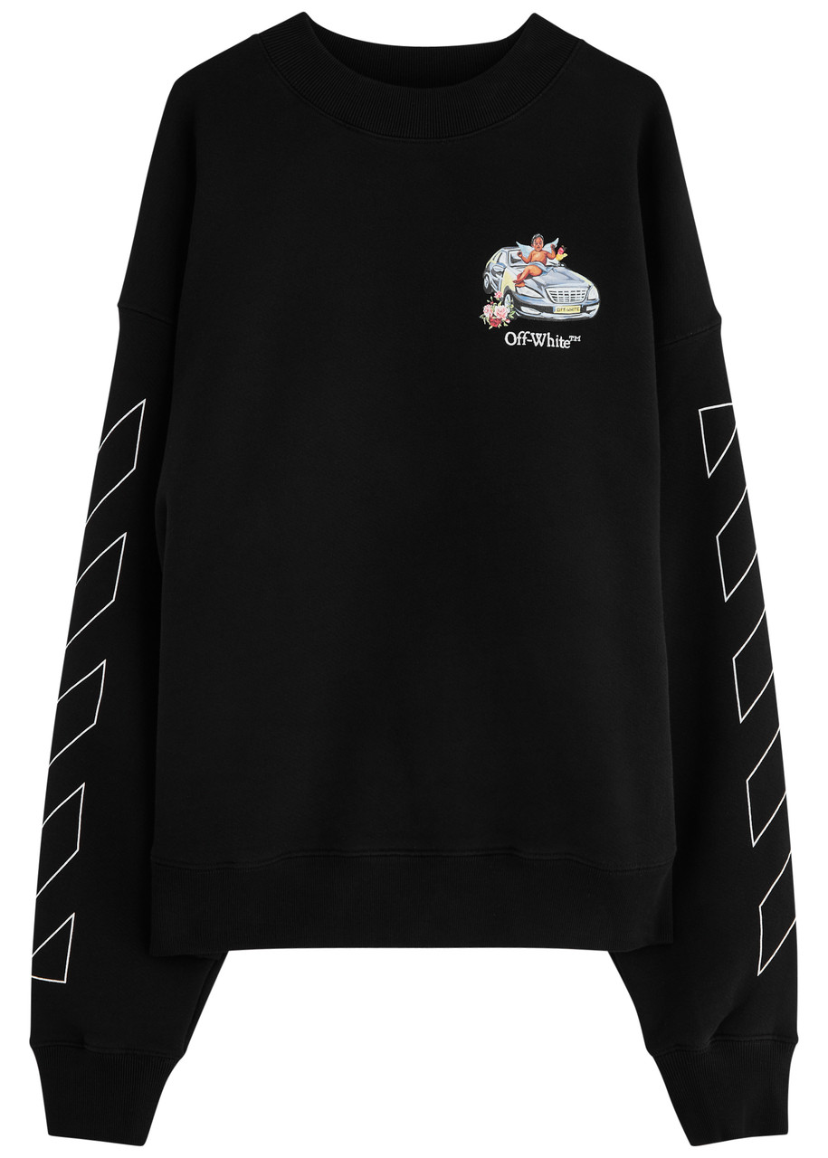 Off-white Arrows Skate Printed Cotton Sweatshirt In Black And White