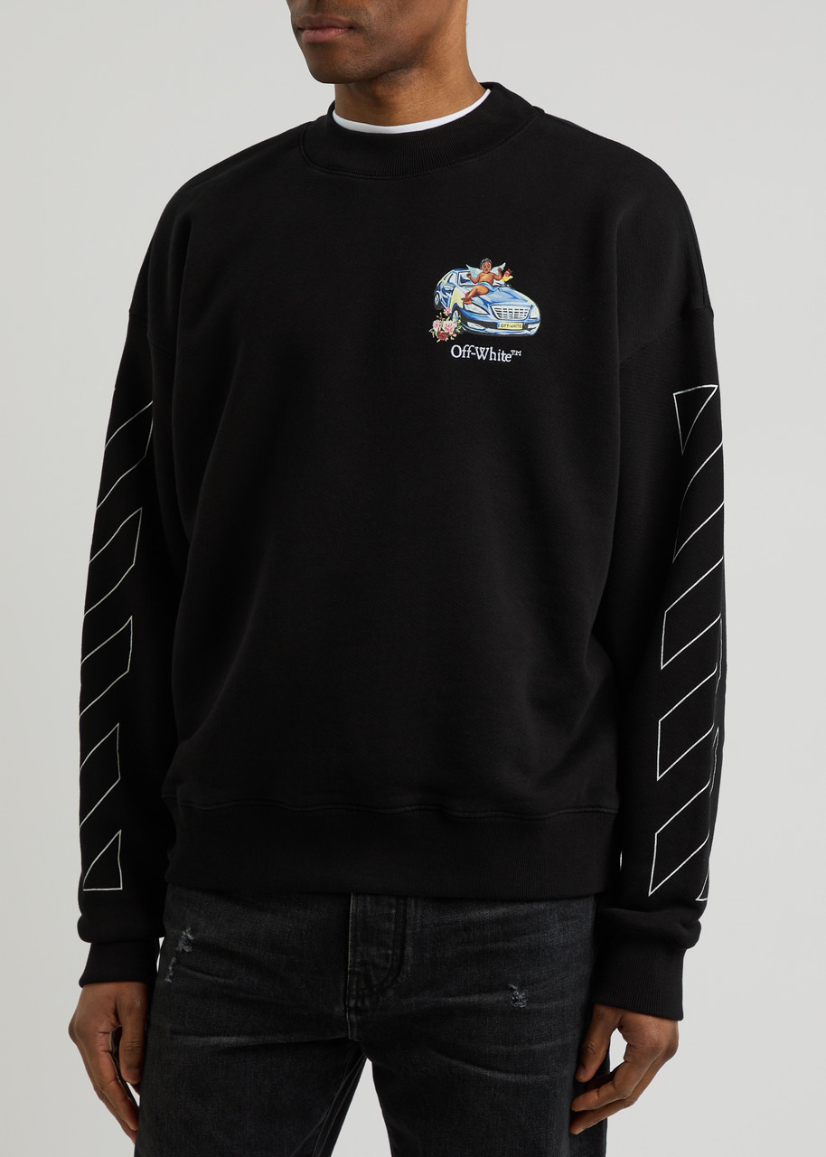 Off-white Arrows Skate Printed Cotton Sweatshirt In Black And White