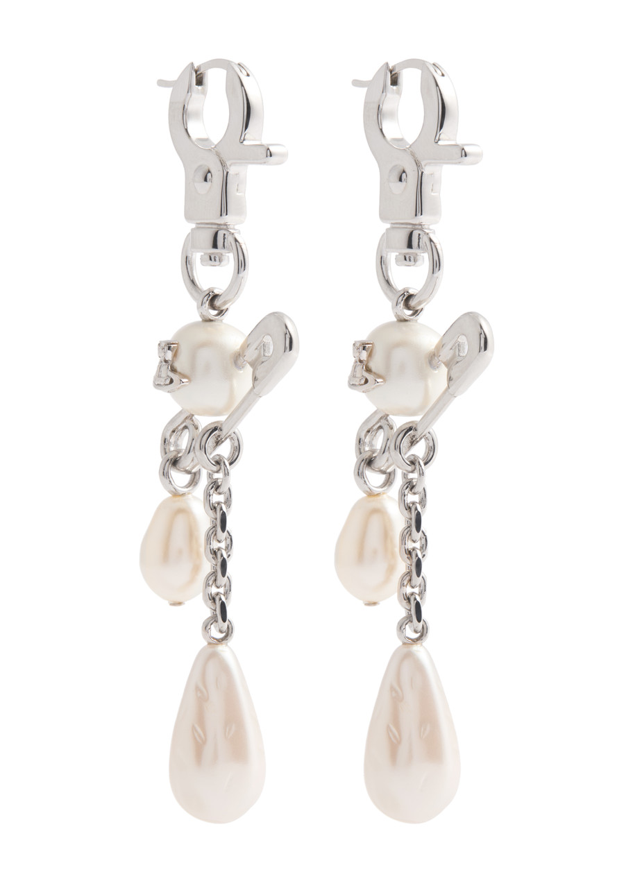 Vivienne Westwood Claude Pearl-embellished Drop Earrings In Silver