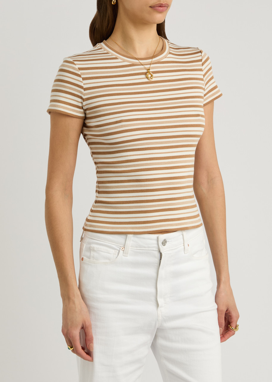 Paige Chantrelle Striped Ribbed-knit T-shirt In Stripe