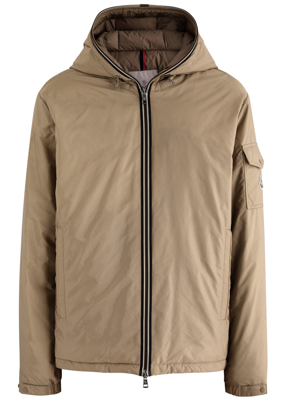 Moncler Beige Evettes Hooded Short Down Jacket In Neutral