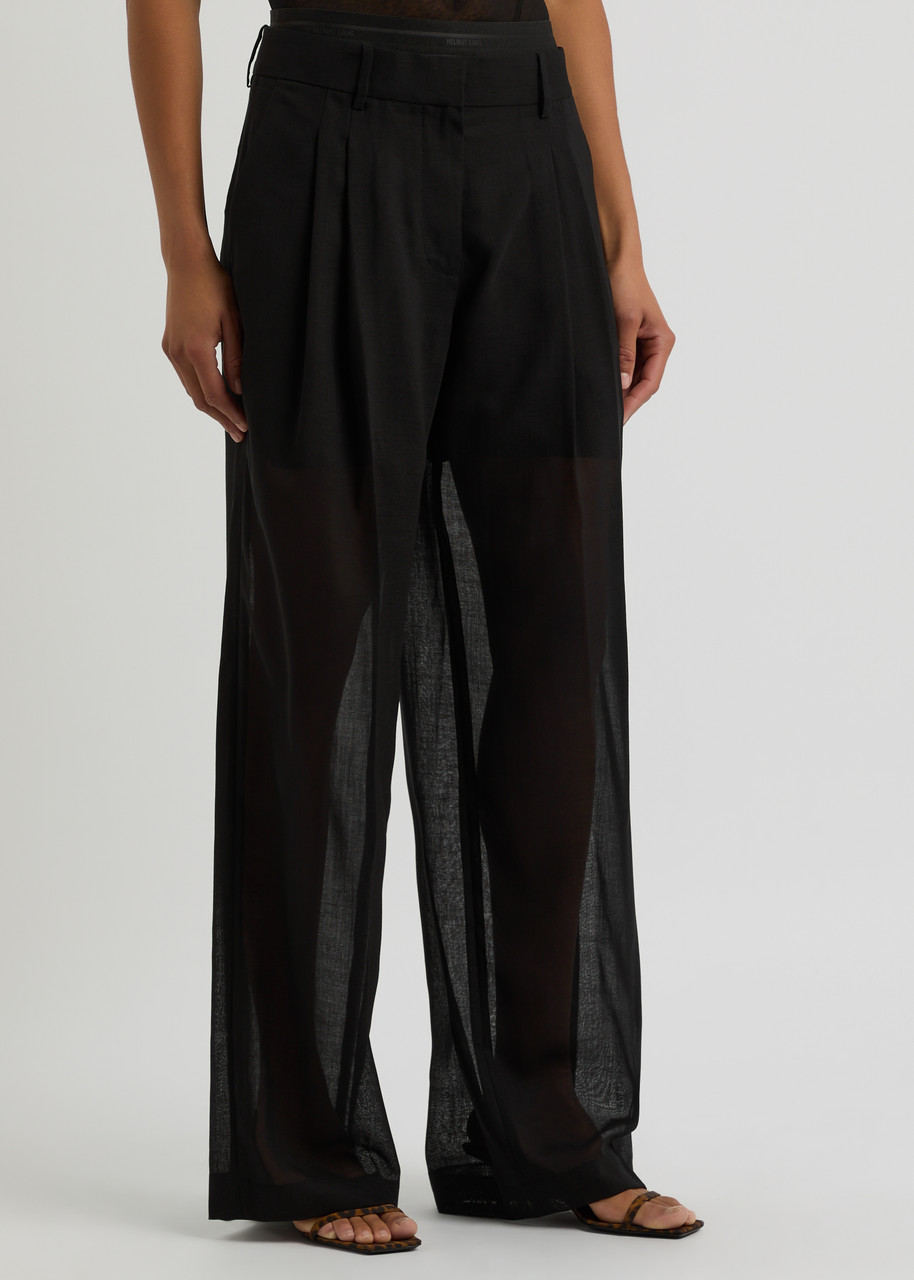 Helmut Lang Wide-leg Wool-blend Trousers In Black