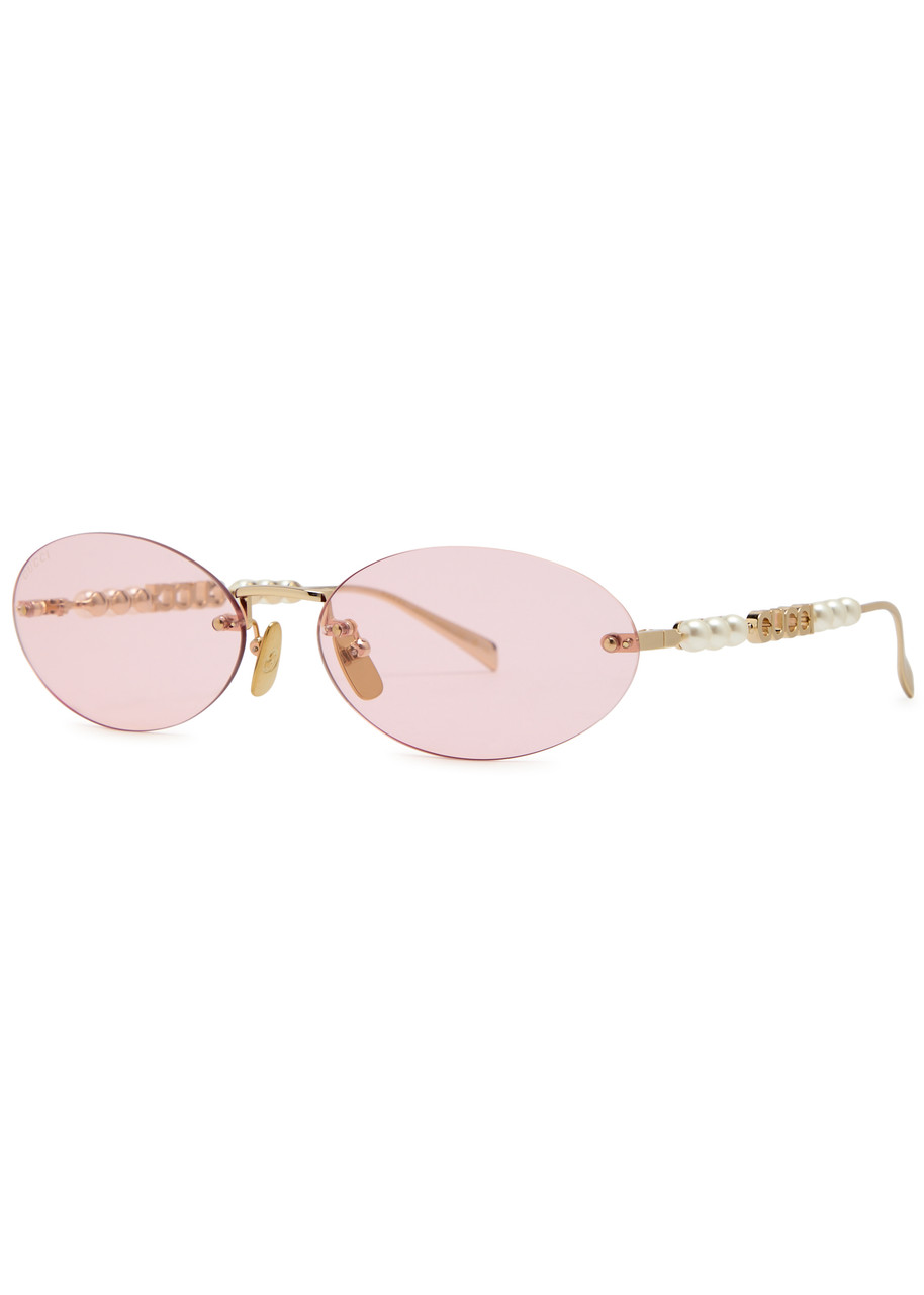 Gucci Eyewear Rimless Oval-frame Women's Designer Sunglasses - Pink - One Size