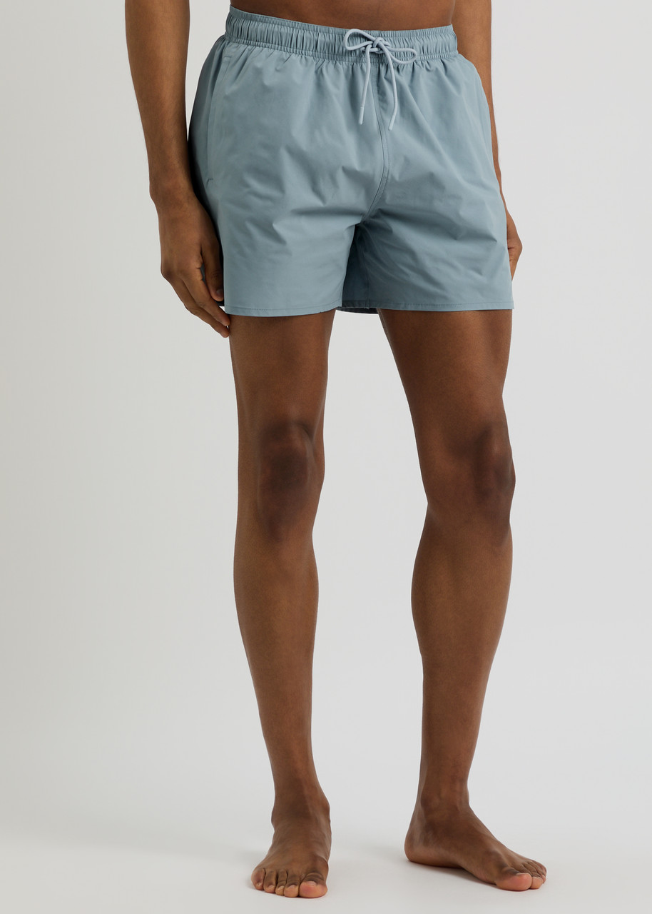 Emporio Armani Logo Shell Swim Shorts In Light Blue
