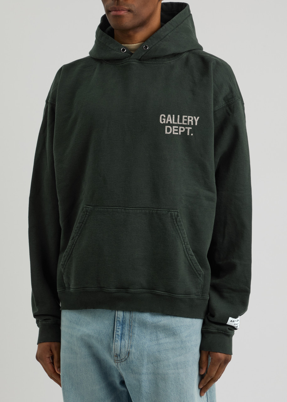 Gallery Dept. Hooded Logo Cotton Sweatshirt In Black