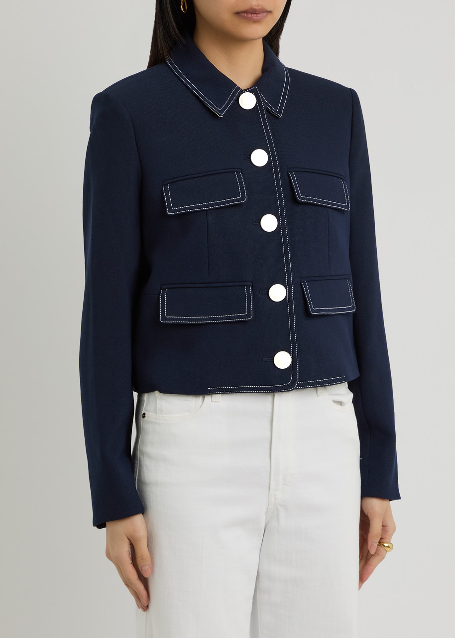 Veronica Beard Constantine Woven Jacket In Navy