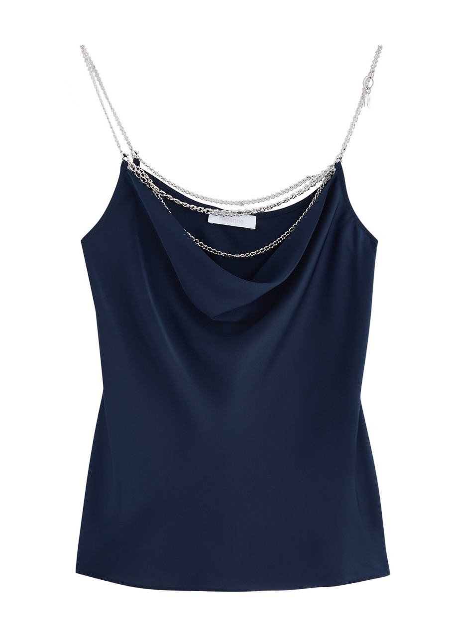 Rabanne Chain-embellished Satin Camisole top - Navy - 36 (UK8 / S)