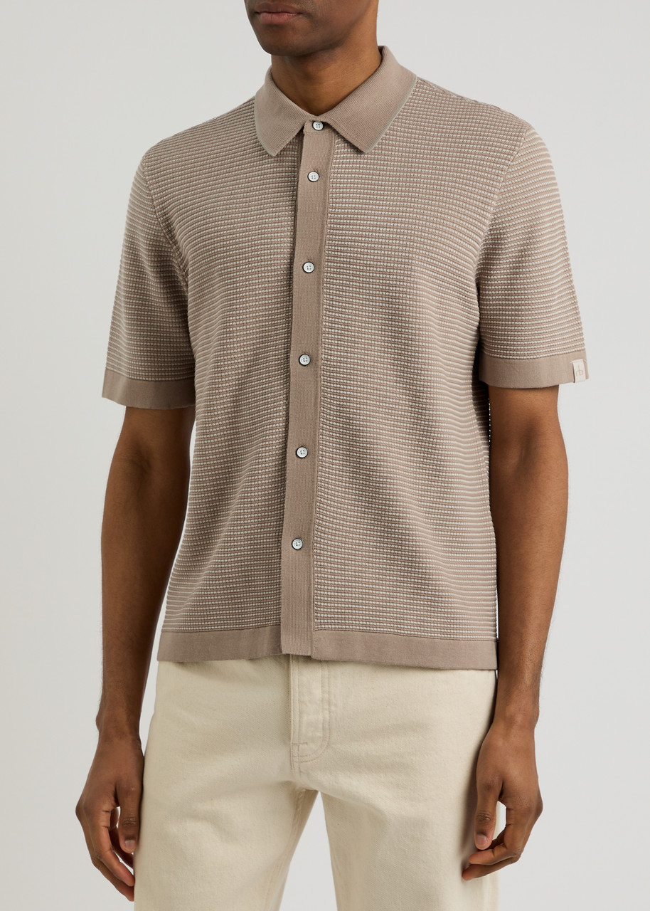 Rag & Bone Harvey Striped Cotton-blend Shirt In Beige