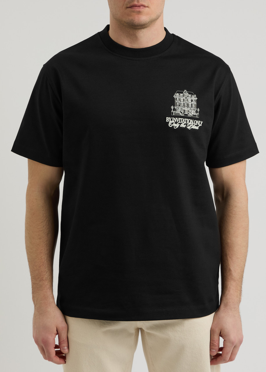 Only The Blind By Invitation Embroidered Cotton T-shirt In Black
