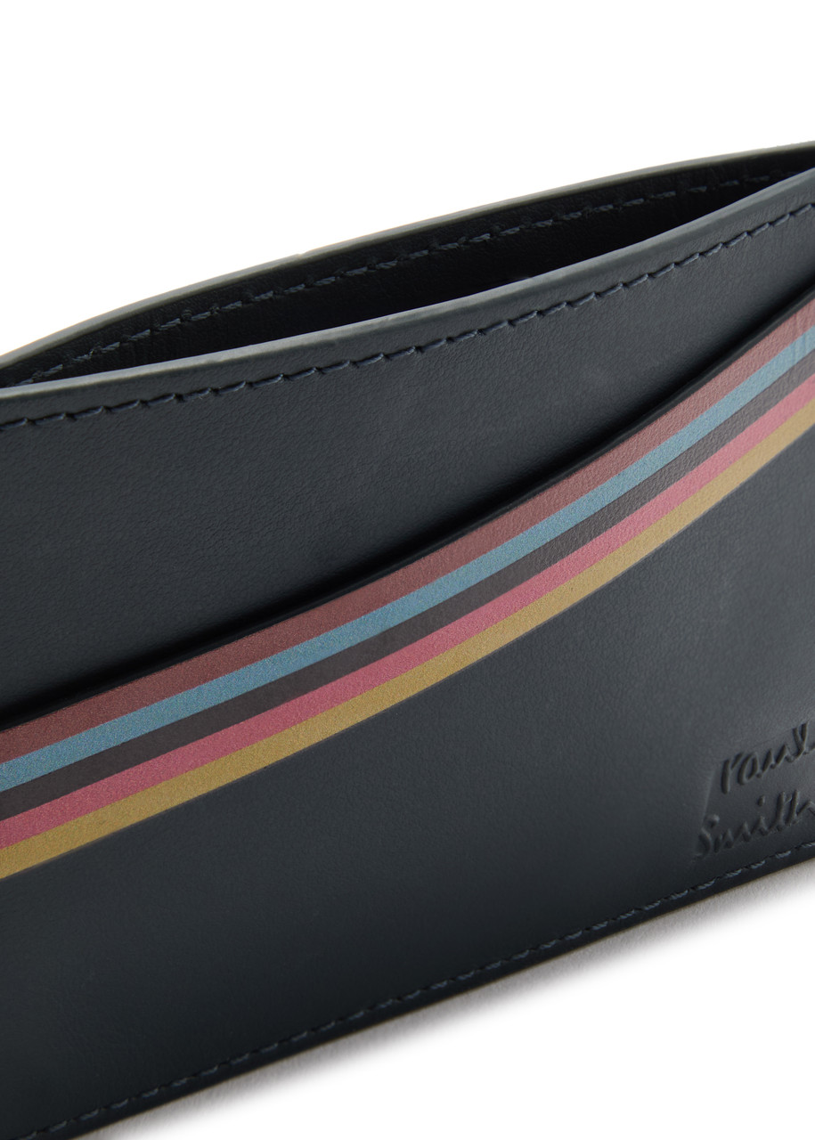  Paul Smith Stripe-print Leather Card Holder - Navy - One Size 
