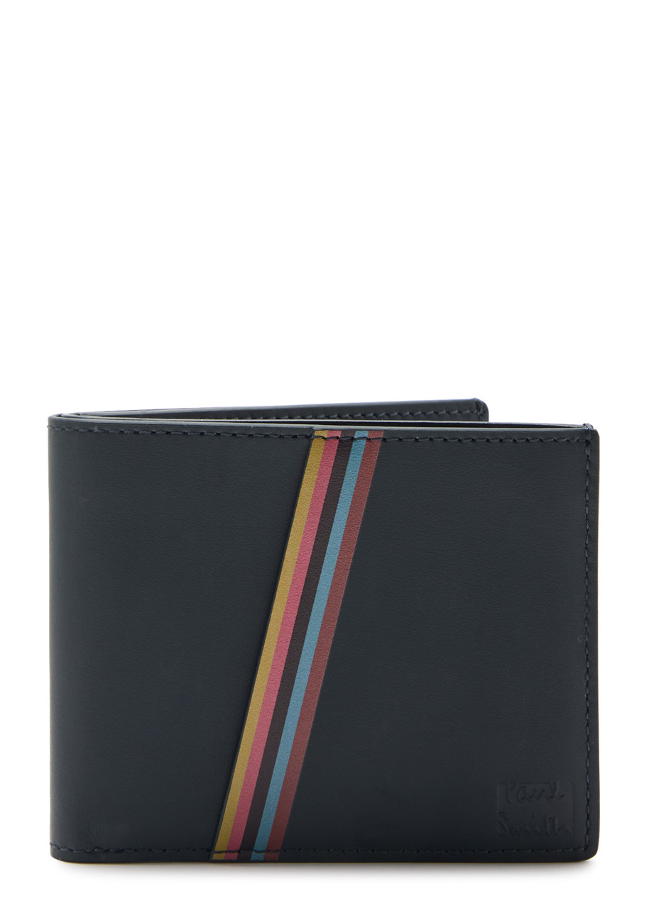 Paul Smith Stripe-print Leather Wallet In Navy