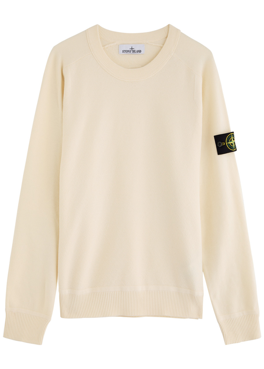 Stone Island Regular-fit Crewneck Sweatshirt With Ribbed Inserts In Yellow