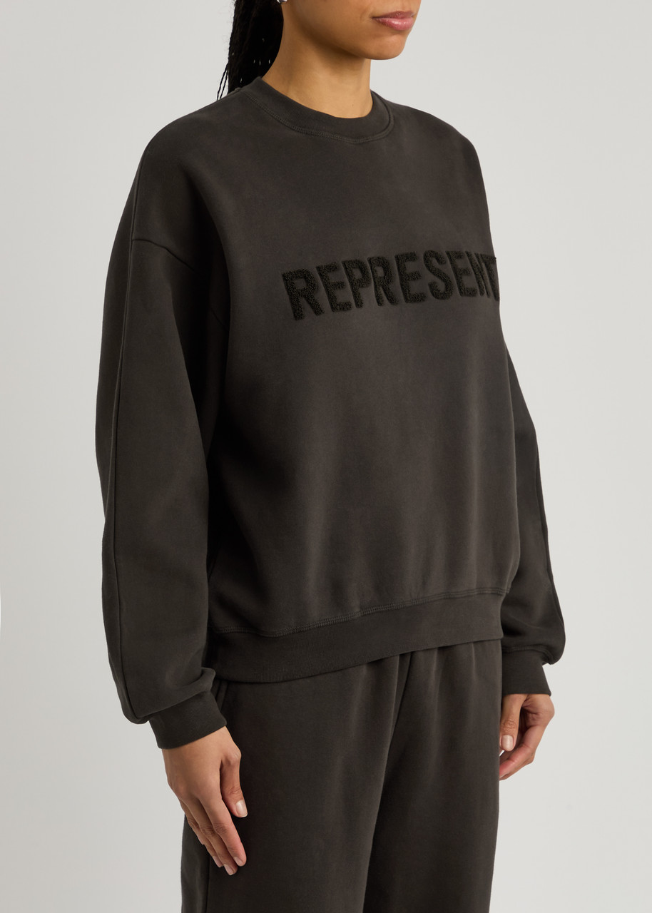 Represent Owners Club Logo Cotton Sweatshirt In Chocolate