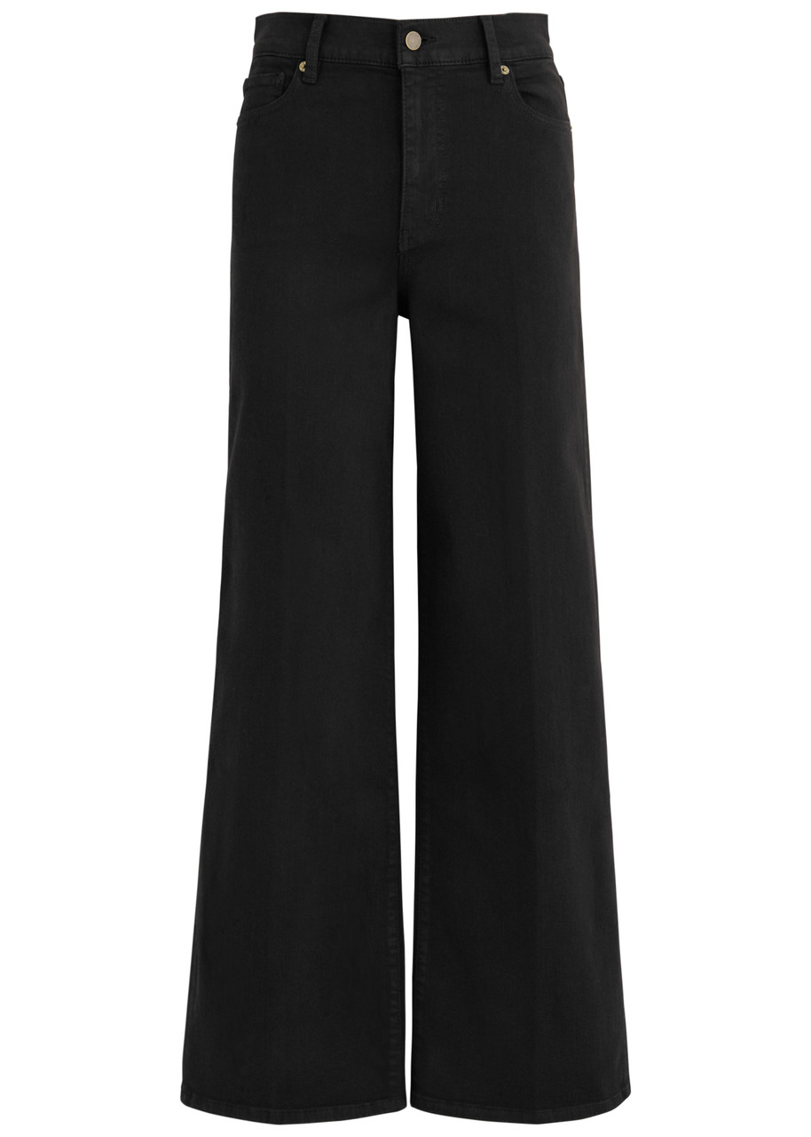 Frame Le Slim Palazzo Wide Leg Jeans In Black