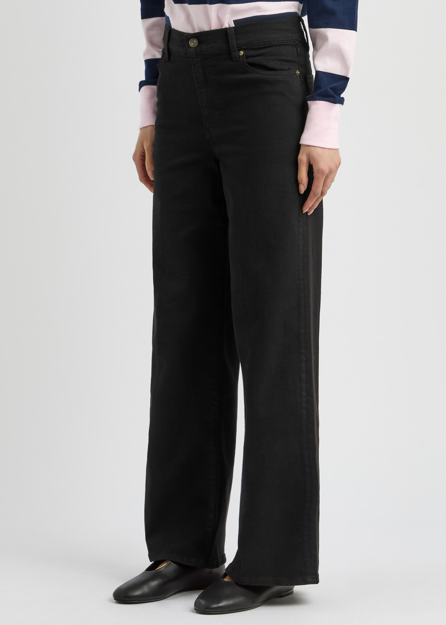 Frame Le Slim Palazzo Wide Leg Jeans In Black