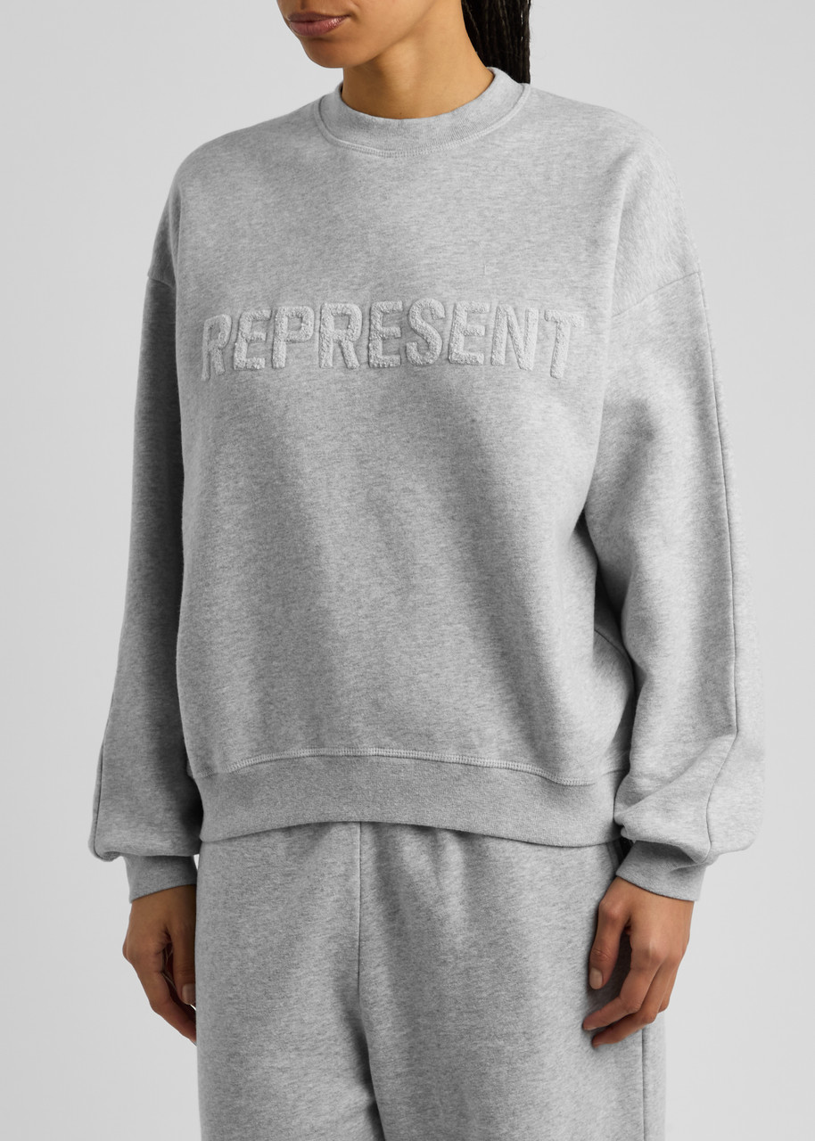 Represent Owners Club Logo Cotton Sweatshirt In Light Grey