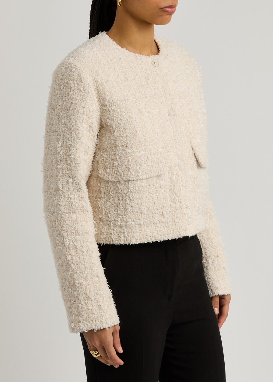 Moncler Dauphin Logo Tweed And Shell Jacket In Beige