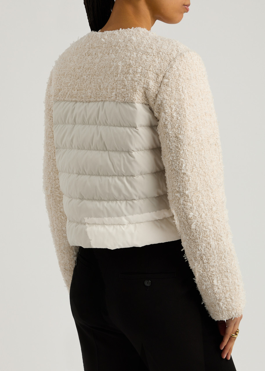  Moncler Dauphin Logo Tweed And Shell Jacket - Beige - 2 (uk 12 / M) 