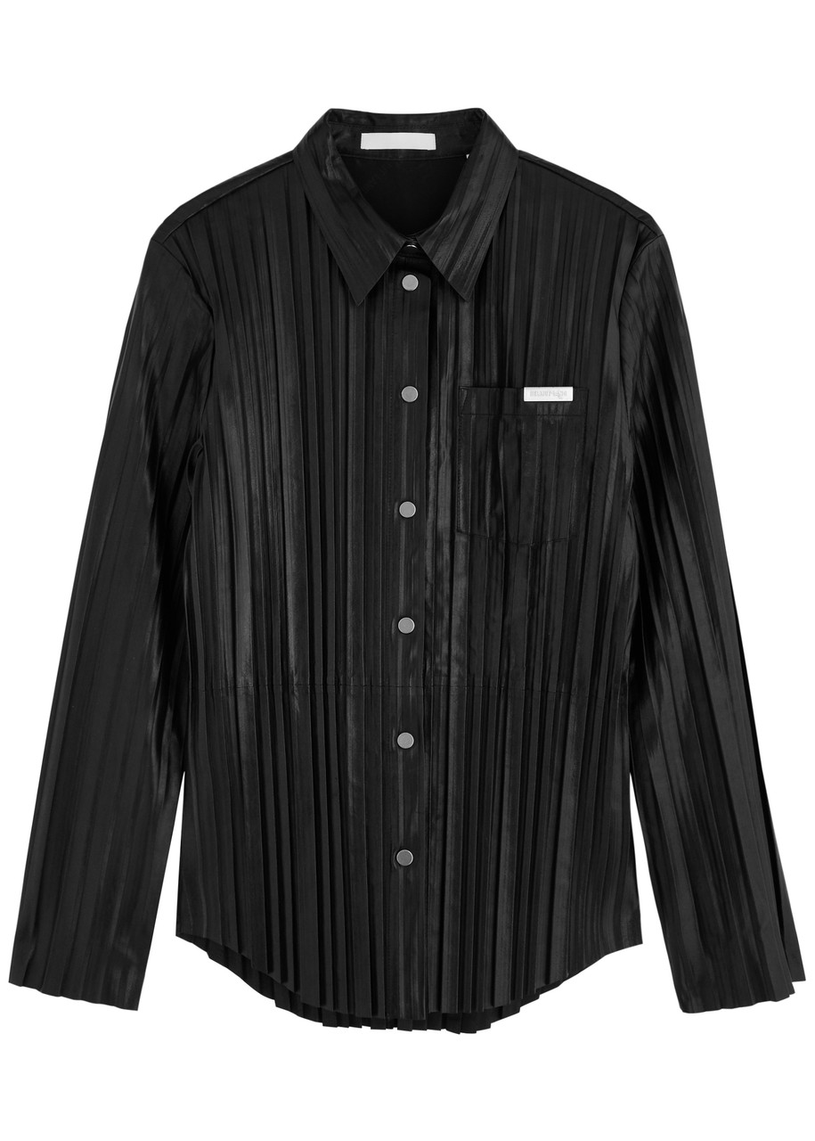 Helmut Lang Pleated Leather Shirt - Black - L (UK14 / L)