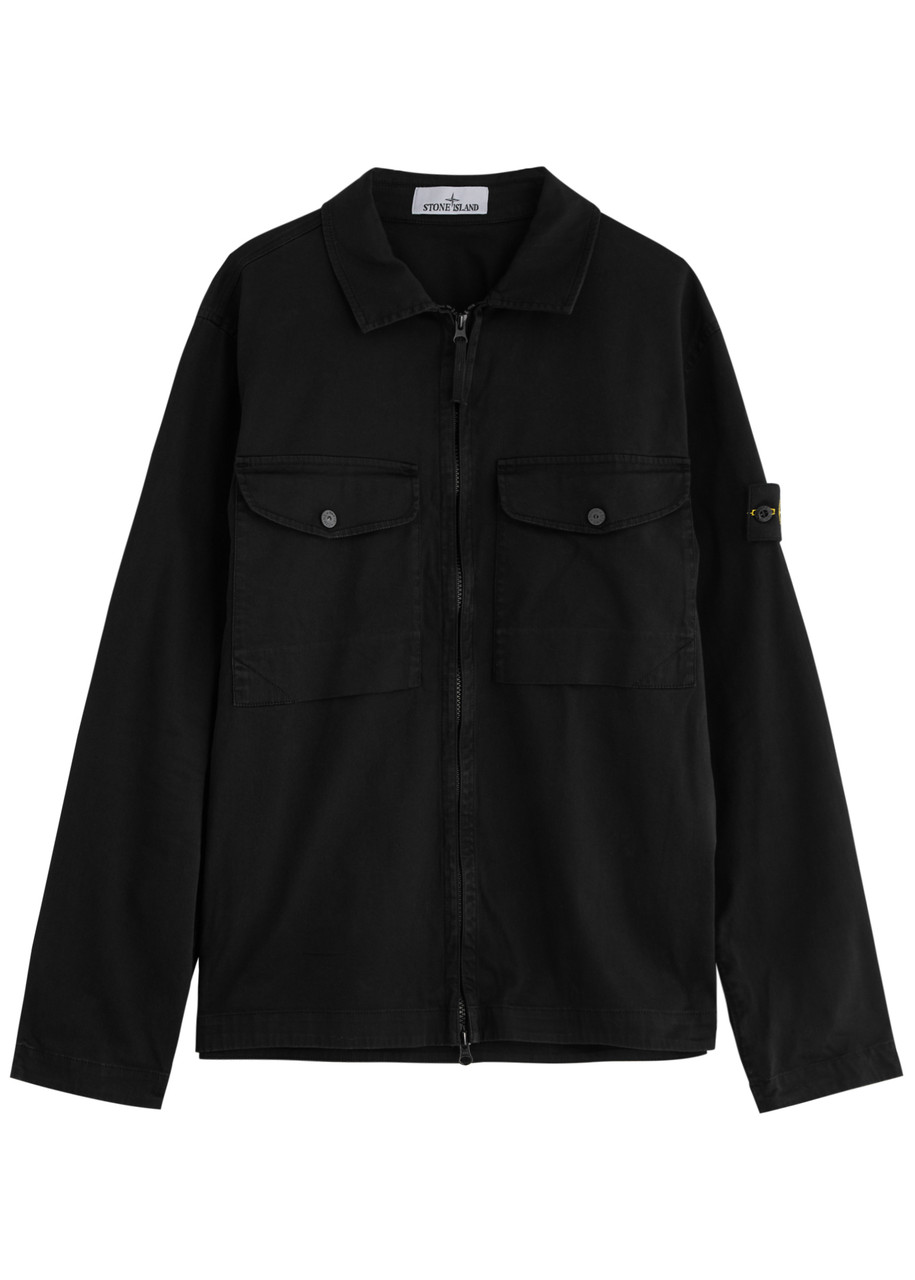 Stone Island Badge Stretch-cotton Overshirt - Black - XL