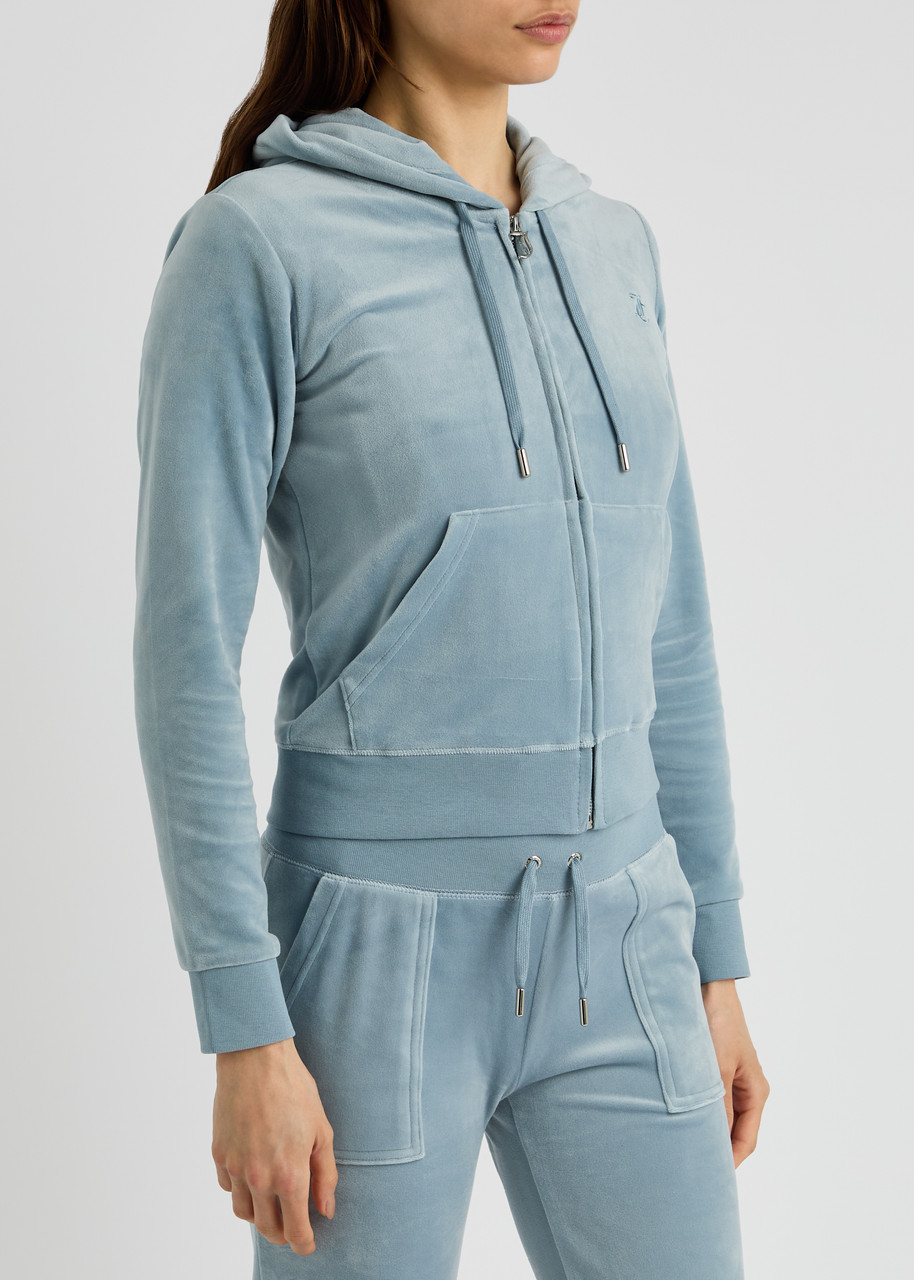Juicy Couture Robertson Hooded Velour Sweatshirt In Light Blue