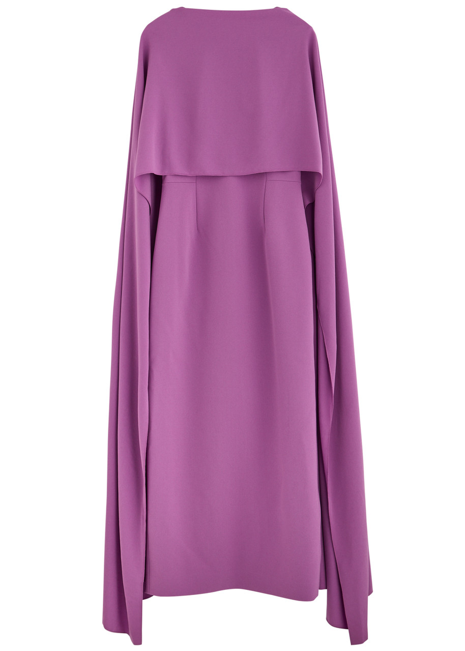 Roksanda Elina Cape-effect Crepe Gown In Purple
