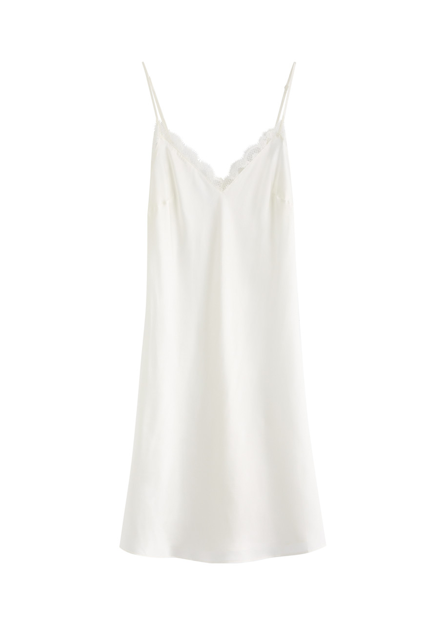 Simone PÉRÈLE Love Me Lace-trim Silk-satin Night Dress - Ivory - L (UK14 / L)