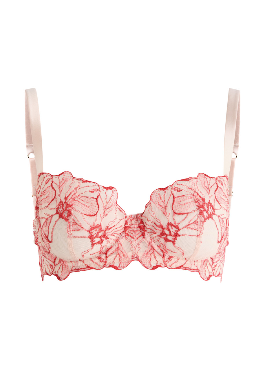Fleur Of England Rosa Embroidered Tulle Underwired Bra In Pink
