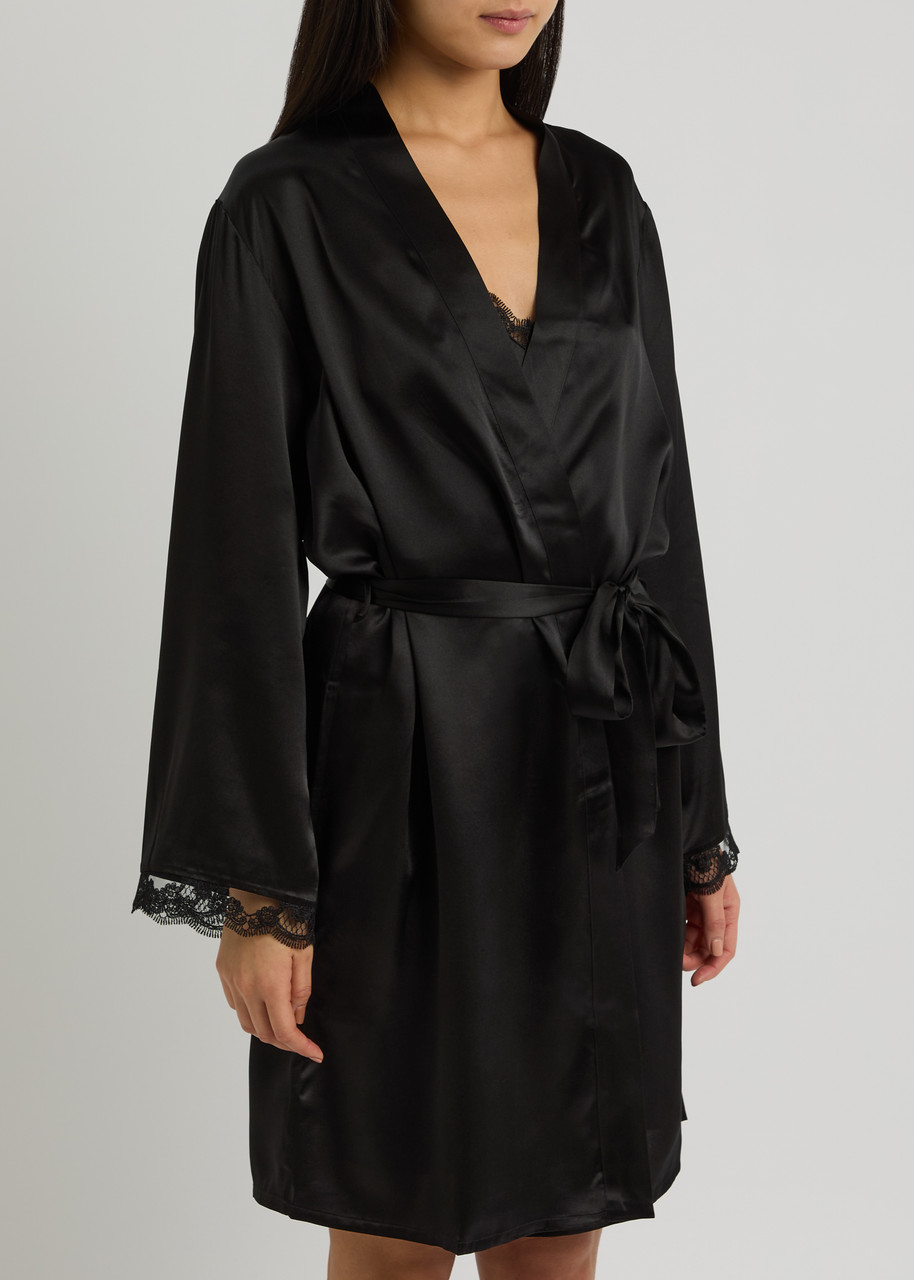 Simone Perele Simone Pérèle Love Me Silk-satin Robe In Black