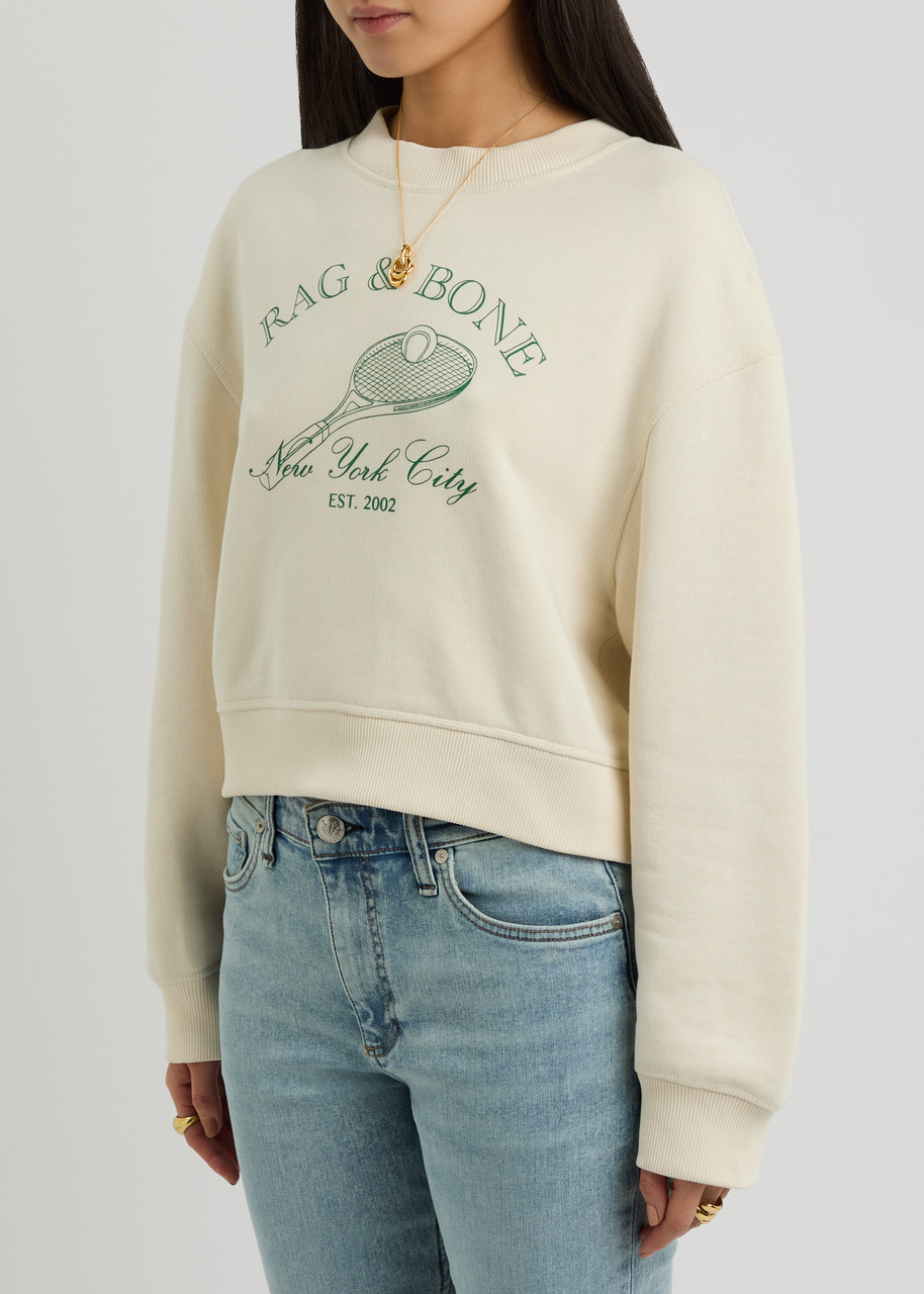  Rag & Bone Logo Printed Cotton-blend Sweatshirt - Cream - L (uk14 / L) 