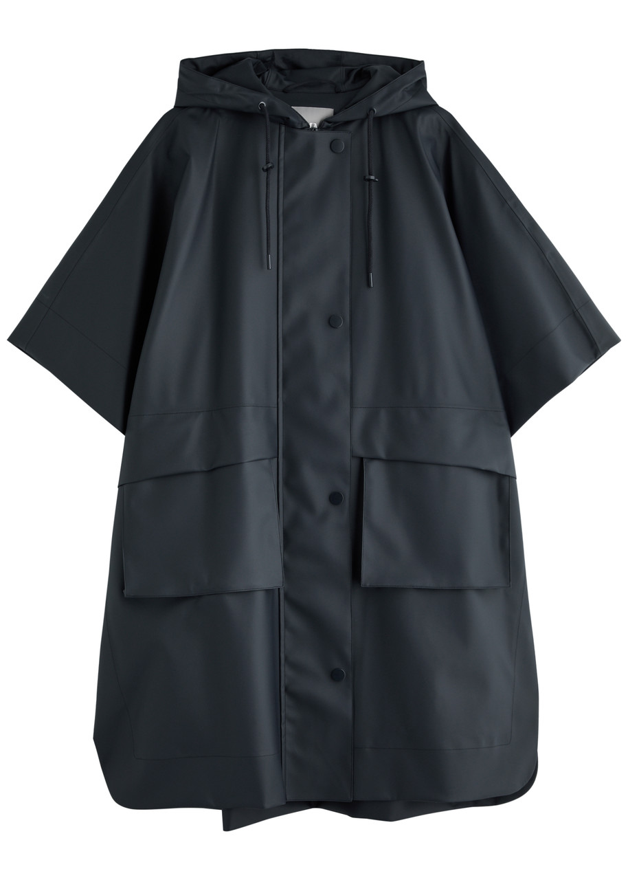 Max Mara Leisure Carina Hooded Rubberised Poncho In Navy