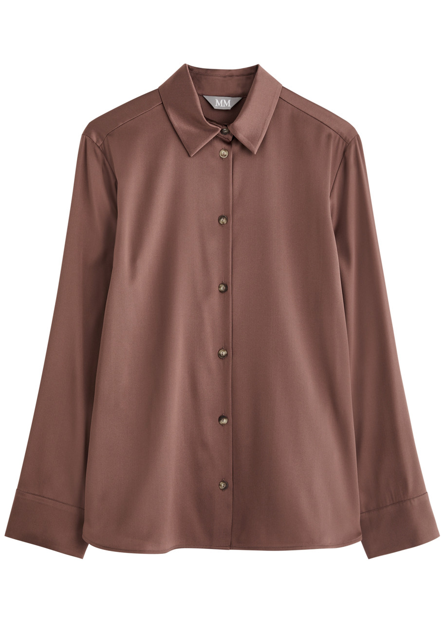 Max Mara Leisure Kadiak Stretch-silk Satin Shirt In Mauve