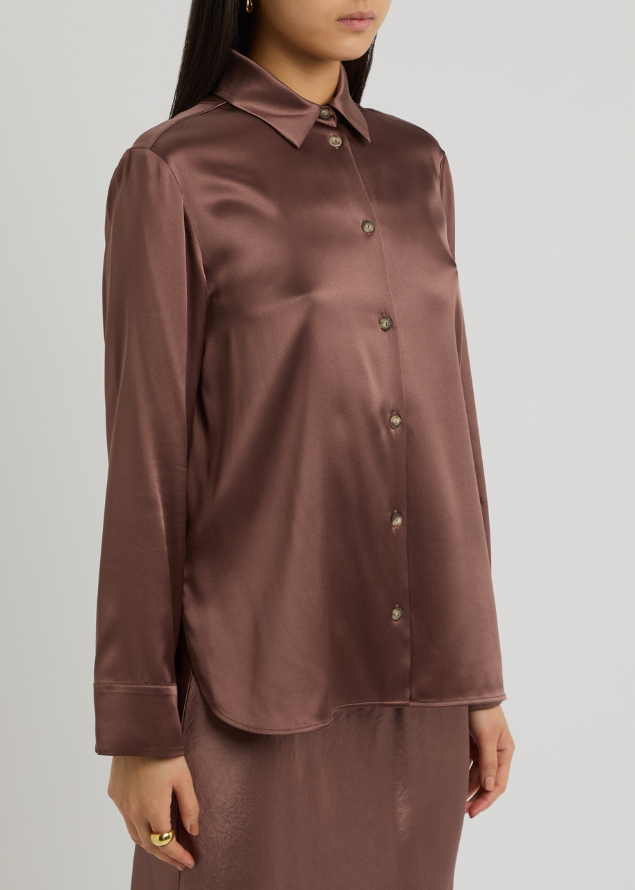 Max Mara Leisure Kadiak Stretch-silk Satin Shirt In Mauve
