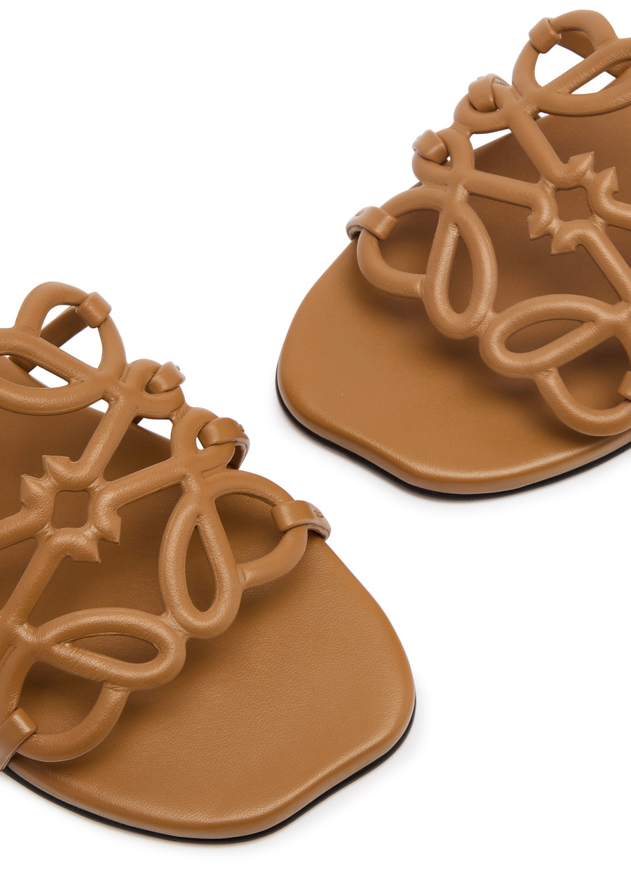  Loewe Anagram Petal Leather Sliders - Camel - 36 (it36 / Uk3) 